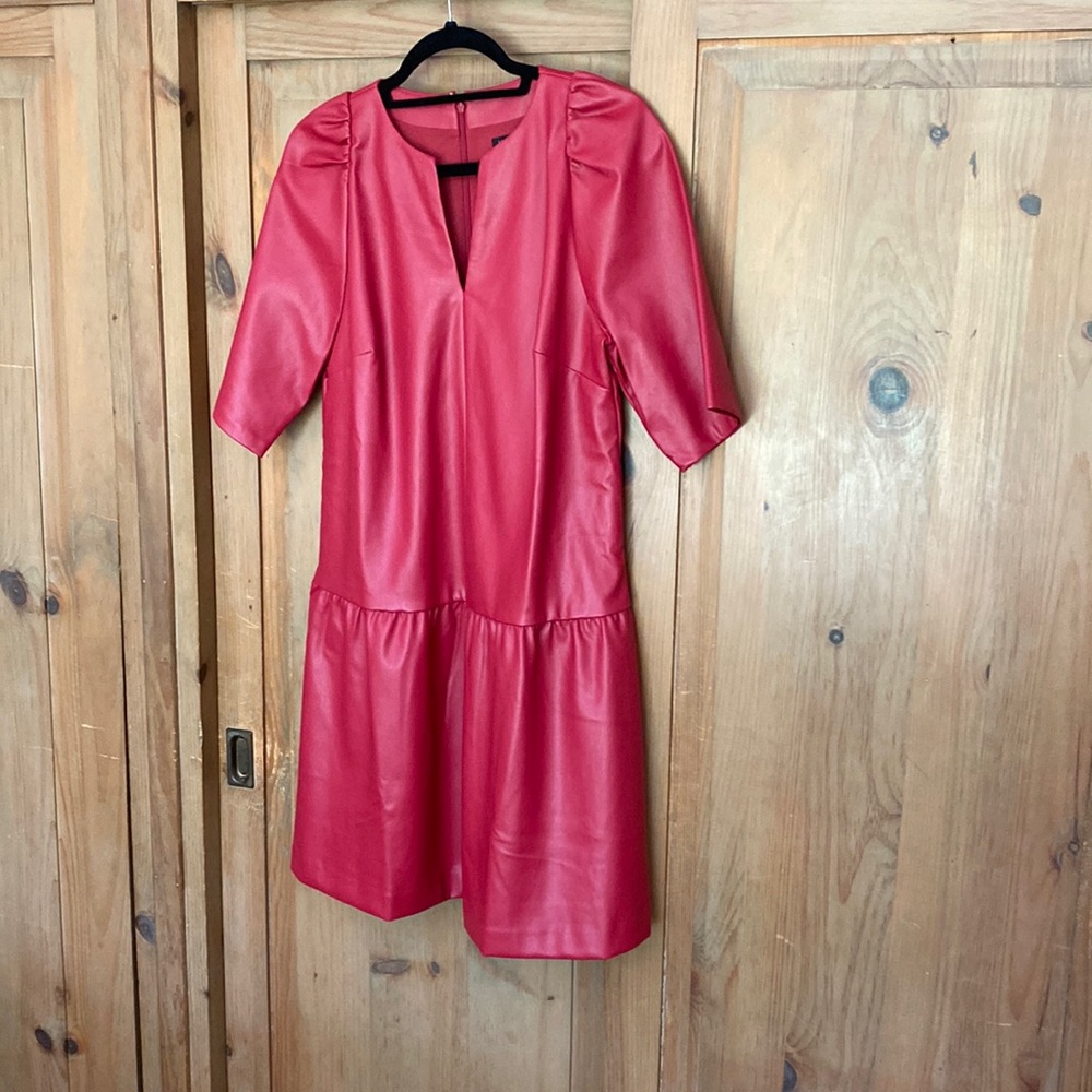 Ann Taylor lipstick red faux leather dress-NWT-perfect for Valentines Day❤️